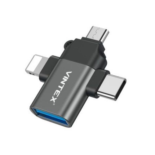 VINTEX 3in1 OTG USB2.0 Super Fast Data Transmission, Convert to Lightning-Micro-Type-C interface