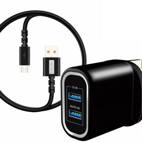 VINTEX 2USB Travel Charger with Micro Data Cable 1M Quick charge portable Plug 3.1A